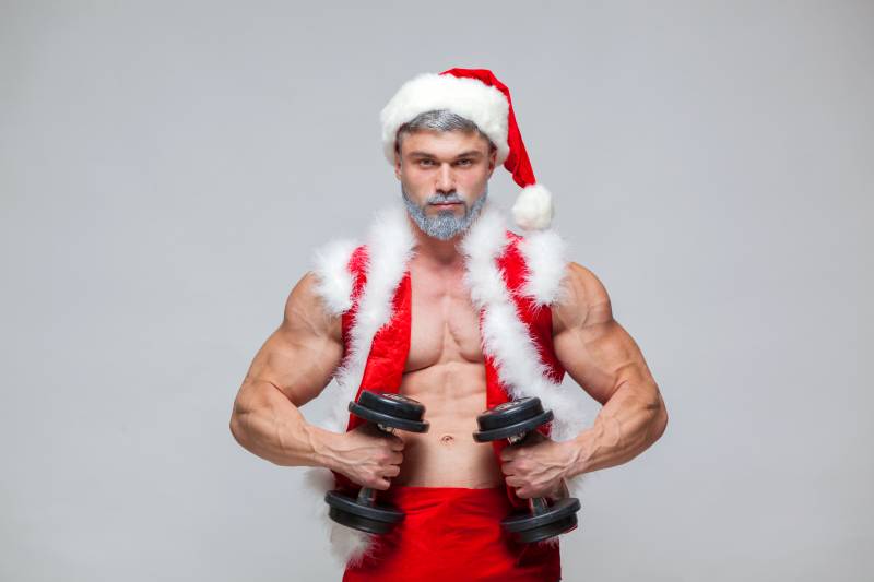 Спорт,Фитнес,Дед Мороз,Гантели,Новый год