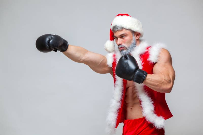 Спорт,Тренировка,Фитнес,Дед Мороз,Новый год,Боксерские перчатки