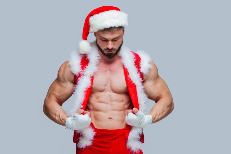 Спорт,Фитнес,Дед Мороз,Гантели,Новый год