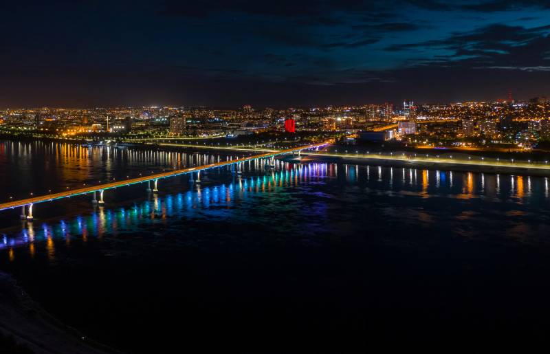 волгоград,мост,волга,ночной город